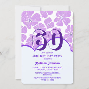 Invitation Fleur Abstraite de Chamomille violette rétro