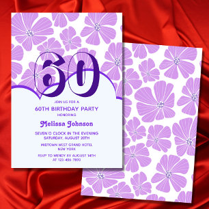 Invitation Fleur Abstraite de Chamomille violette rétro
