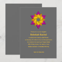 Fleur bat mitzvah rose orange jaune étoile