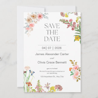 Invitation Fleur Blanche Classique Moderne Fleur Sauvage Rust