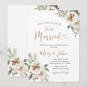 Invitation Fleur blanche d'hiver Noël Mariage