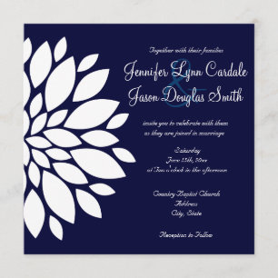 Invitation Fleur blanche d'invitations de mariage de carré de