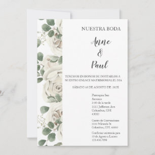Invitation Fleur blanche espagnole