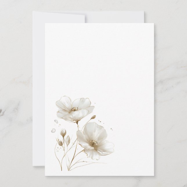 Invitation Fleur blanche et or simple Mariage blanc (Devant)