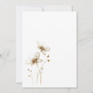 Invitation Fleur blanche et or simple Mariage blanc