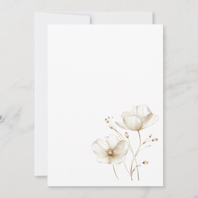 Invitation Fleur blanche et or simple Mariage blanc (Devant)