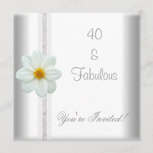 Invitation Fleur Blanche Fantastique Anniversaire 40 Ans Dent