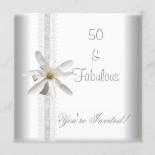 Invitation Fleur Blanche Fantastique Anniversaire 50 Ans Dent
