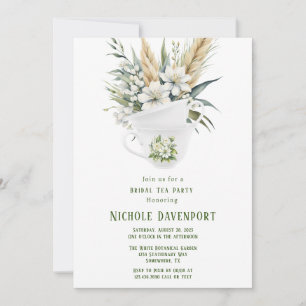 Invitation Fleur blanche Green Painted Tea Party