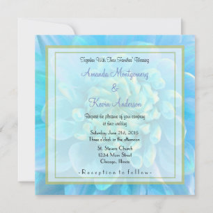 Invitation Fleur bleu turquoise Dahlia en Mariage d'aquarelle