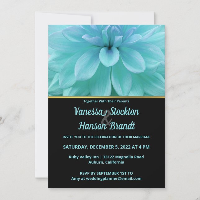 Invitation Fleur Bleue Moderne (Devant)