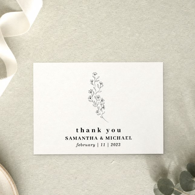 Invitation Fleur Boho Blanc Clair Mariage Indé Merci (Créateur téléchargé)