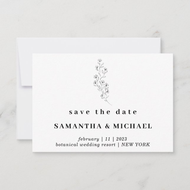 Invitation Fleur Boho Clair Indie Enregistrer la date Mariage (Devant)