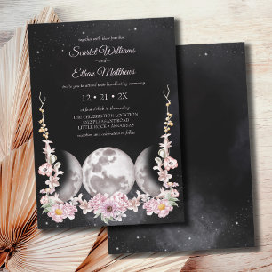 Invitation Fleur Boho foncé Triple Lune Phase Handfasting
