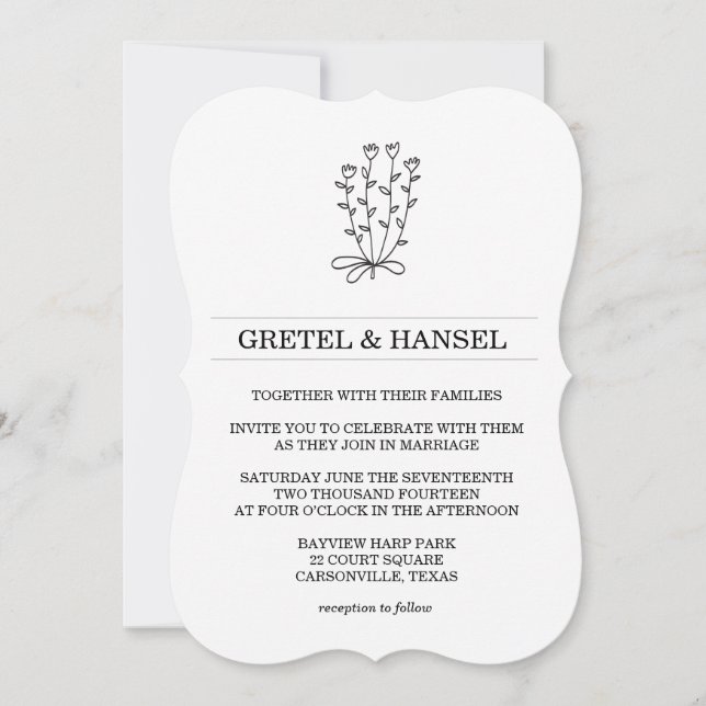 Invitation fleur botanique de doodle (Devant)