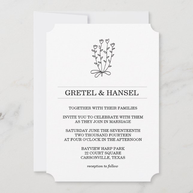 Invitation fleur botanique de doodle (Devant)