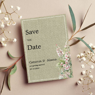 Invitation Fleur botanique de menthe rose rustique Enregistre