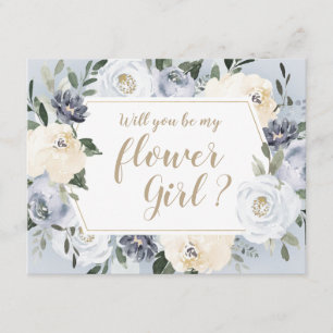 Invitation Fleur botanique grise en fleurs Seras-tu ma demois