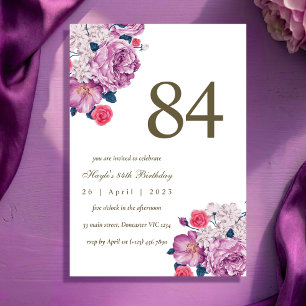 Invitation Fleur botanique pourpre Simple Chic 84e Anniversai