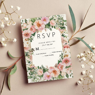 Invitation Fleur botanique rose fleurie estivale RSVP
