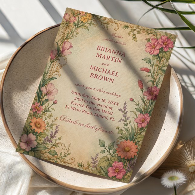 Invitation Fleur botanique vintage (Créateur téléchargé)