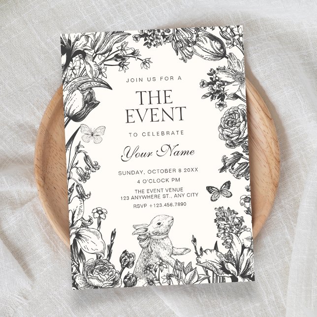 Invitation Fleur botanique vintage florale  (Créateur téléchargé)