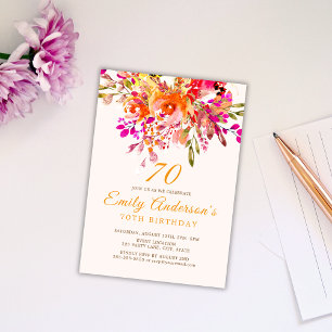 Invitation Fleur brillante Romantique 70e anniversaire