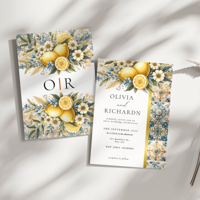 Invitation Fleur carrelée méditerranéenne Italien Positano Le (Créateur téléchargé)