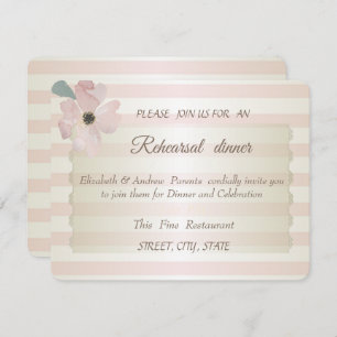 Invitation Fleur Chic Stripes, Dîner De Répétition Mariage