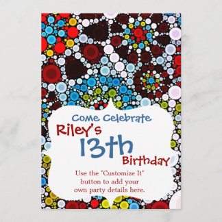 Invitation Fleur colorée Cercles de mosaïque Bulles Design