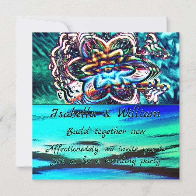 Invitation Fleur colorée virtuelle avec rayon violet (Devant)