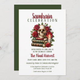 Invitation Fleur crâne Samhain Harvest Halloween Party