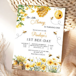 Invitation Fleur d'abeille Notre petit miel fait son annivers