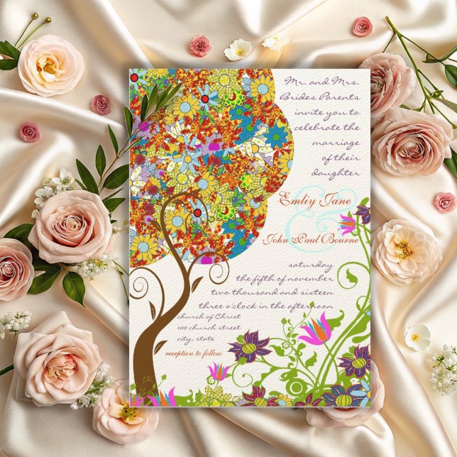 Invitation Fleur d'amour d'arbre de mariage d'application de  (Créateur téléchargé)