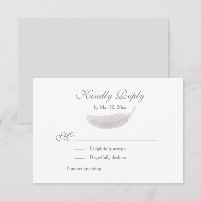 Invitation Fleur d'ange lilas blanc gris RSVP de mariage (Devant / Derrière)