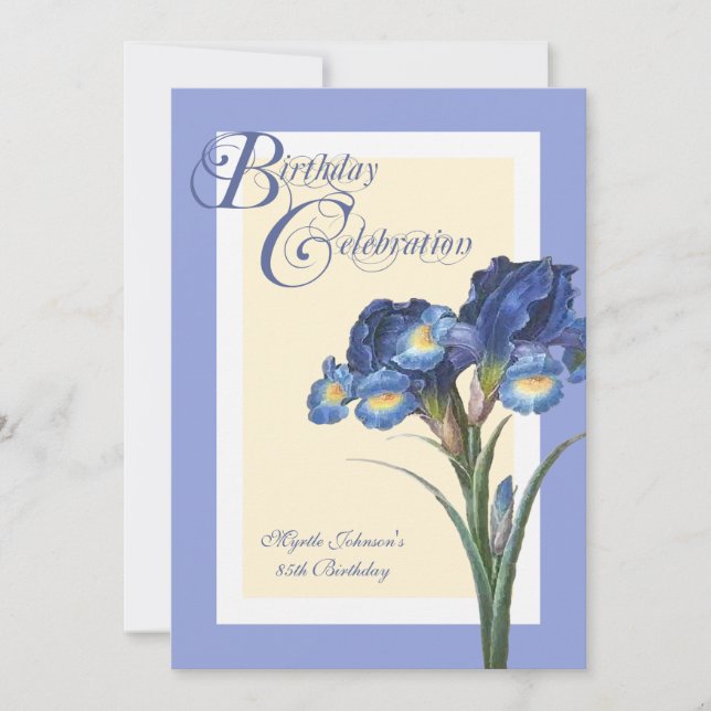 Invitation Fleur d'anniversaire de Blue Iris (Devant)