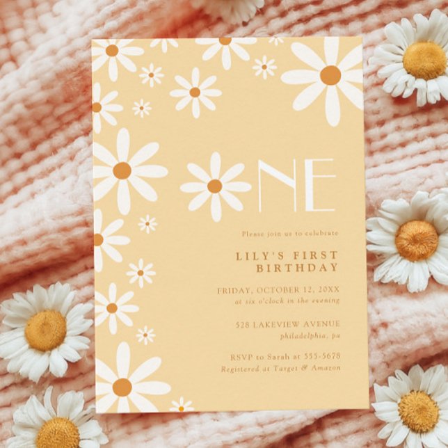 Invitation Fleur d'anniversaire Rétro Daisy (Créateur téléchargé)