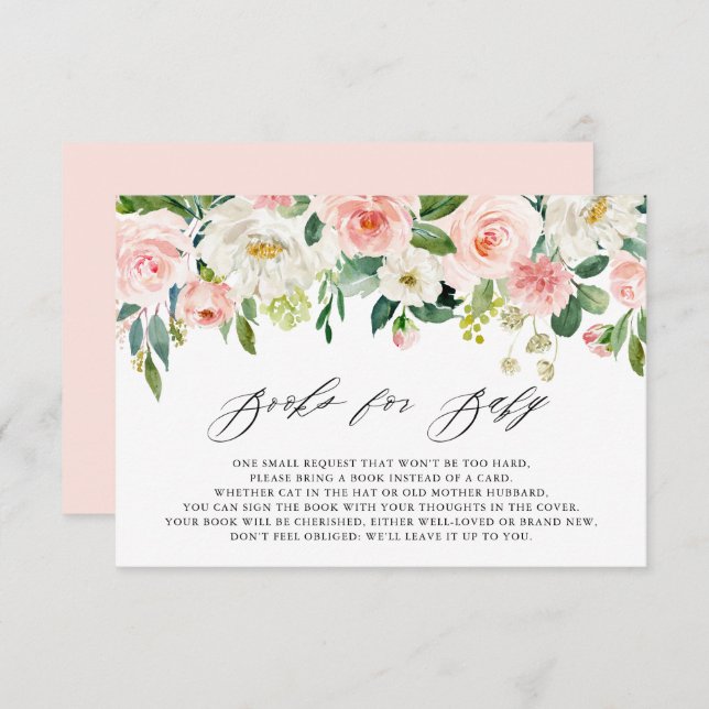 Invitation Fleur d'aquarelle feminine Peach Florals Livres po (Devant / Derrière)