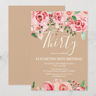 Invitation Fleur d'aquarelle rose vif