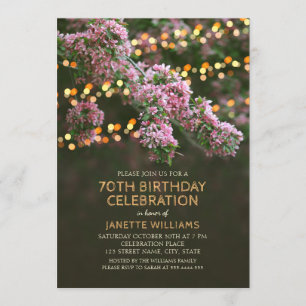 Invitation Fleur d'arbre éclaire Floral rustique 70e annivers