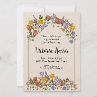 Invitation Fleur d'arc floral simple Élégante fête de graduat