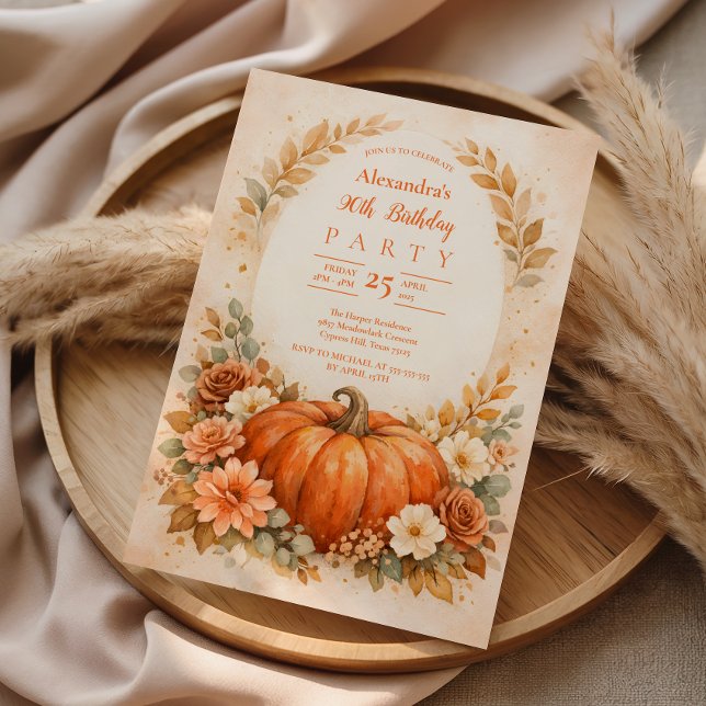 Invitation Fleur d'automne de citrouille pour anniversaire (Créateur téléchargé)