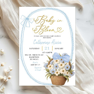 Invitation Fleur de bébé arc-en-ciel bleu de printemps Baby S