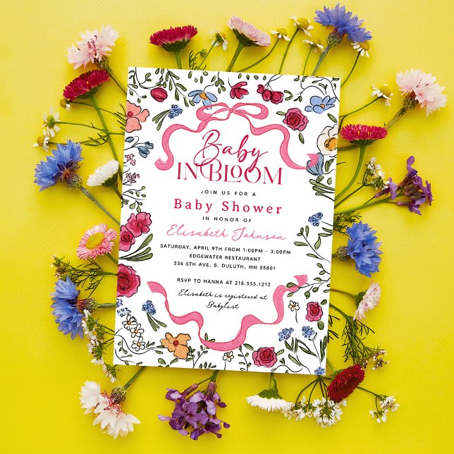 Invitation Fleur de Bébé en Fleur Baby Shower (Floral Baby in Bloom Baby Shower Invitation)