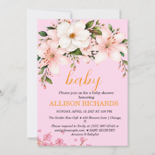 Invitation Fleur de bébé en fleurs Fleurs de lys Fille Baby S