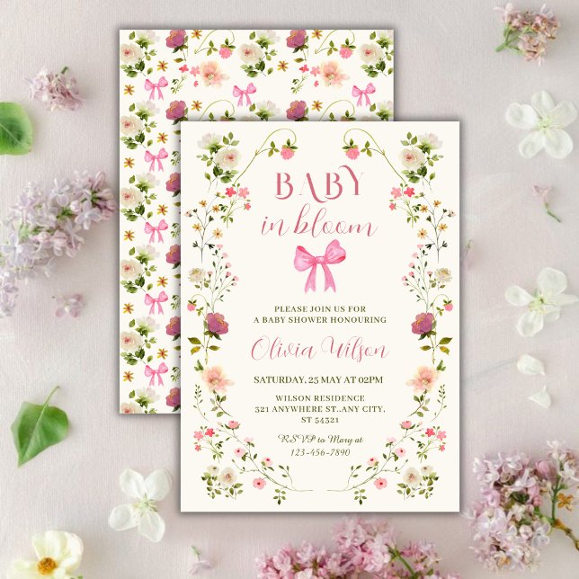 Invitation Fleur de bébé Fille fleurie Baby Shower (Créateur téléchargé)