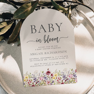Invitation Fleur de bébé Fleur sauvage Beige Arche Baby Showe