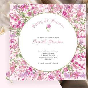 Invitation Fleur de bébé rose Fête de bébé fille