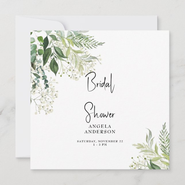 Invitation Fleur de bébé Simple Mariage Carré (Devant)