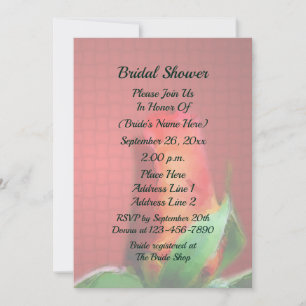 Invitation Fleur de bouton de rose rouge Fête de mariage